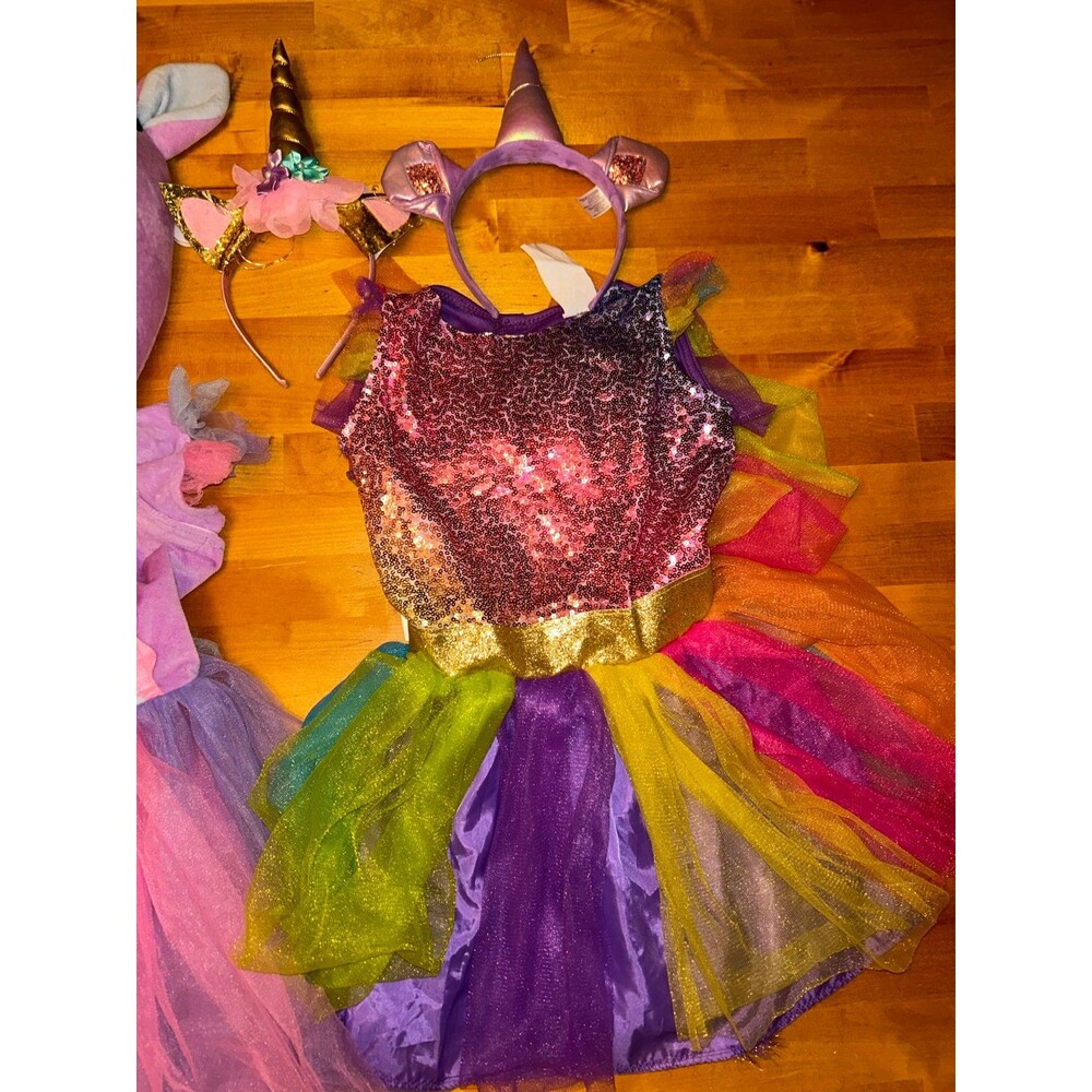 Girls Set of 3 Unicorn Costumes and Headbands Size Small/6 - Picture 3 of 7